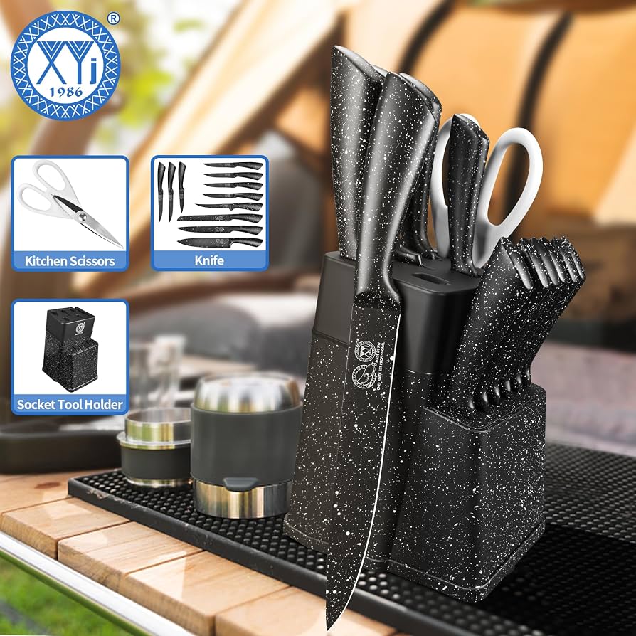 Amazon.com: XYJ Knife Block Set, Stainless Steel Kitchen Knives